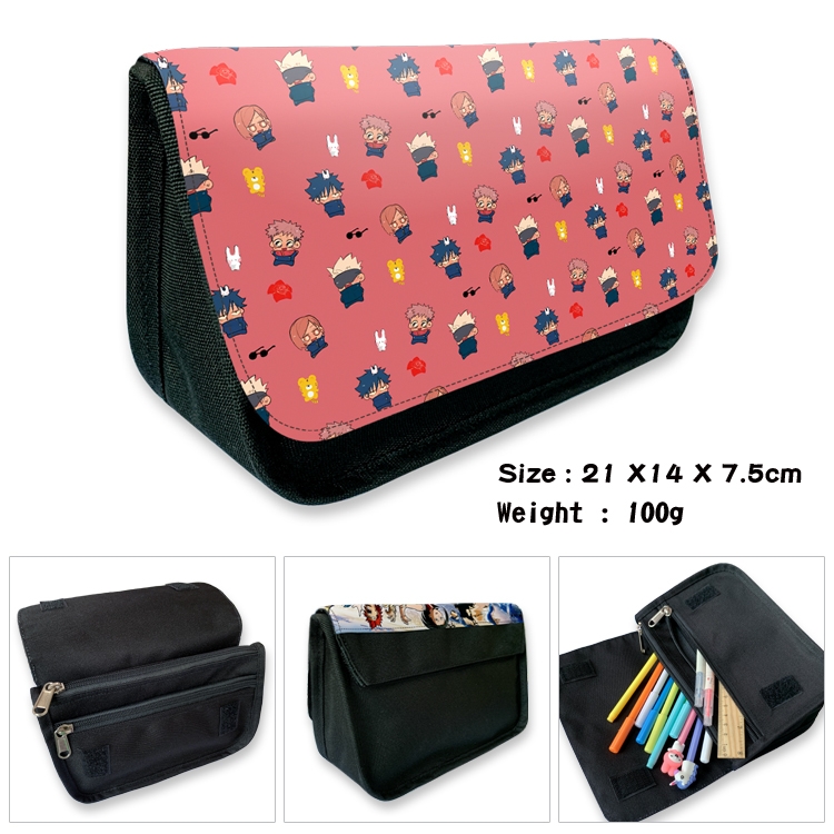 Jujutsu Kaisen Anime Velcro canvas zipper pencil case Pencil Bag 21×14×7.5cm