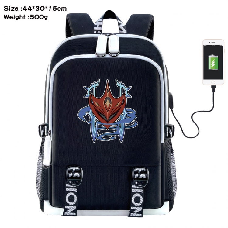 Genshin Impact Anime Double Zipper Data Backpack 44X30X15CM