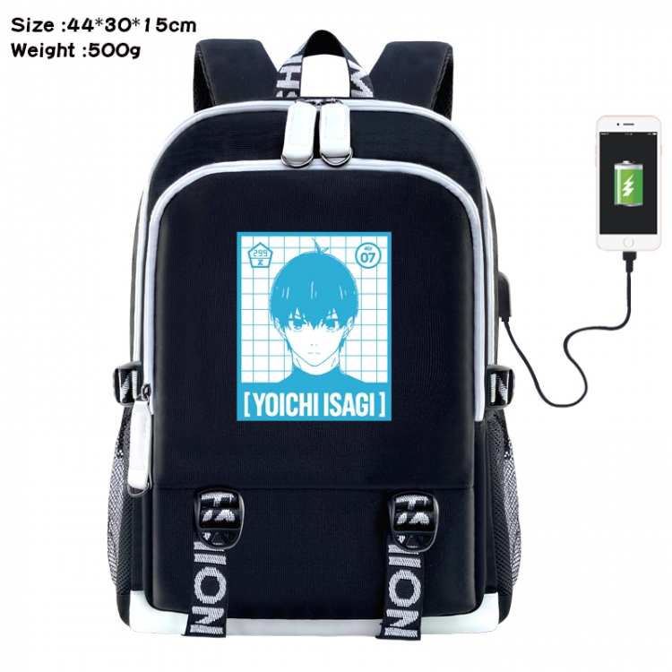 BLUE LOCK Anime Double Zipper Data Backpack 44X30X15CM