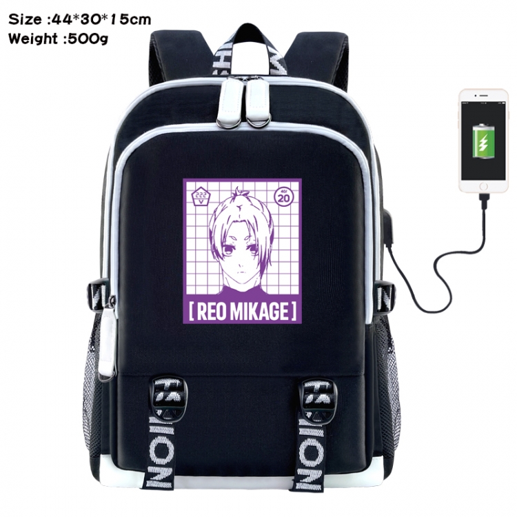 BLUE LOCK Anime Double Zipper Data Backpack 44X30X15CM