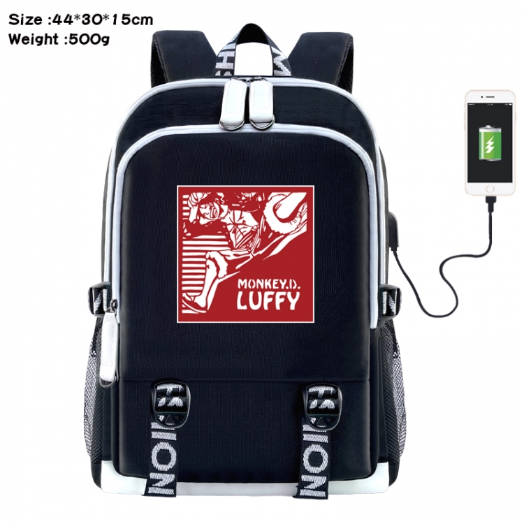 One Piece Anime Double Zipper Data Backpack 44X30X15CM