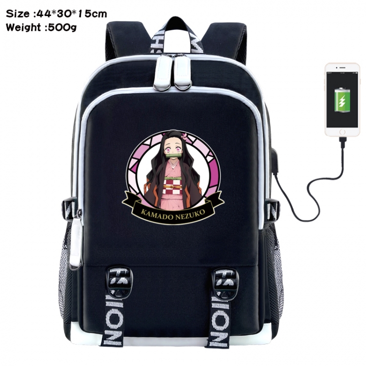 Demon Slayer Kimets Anime Double Zipper Data Backpack 44X30X15CM