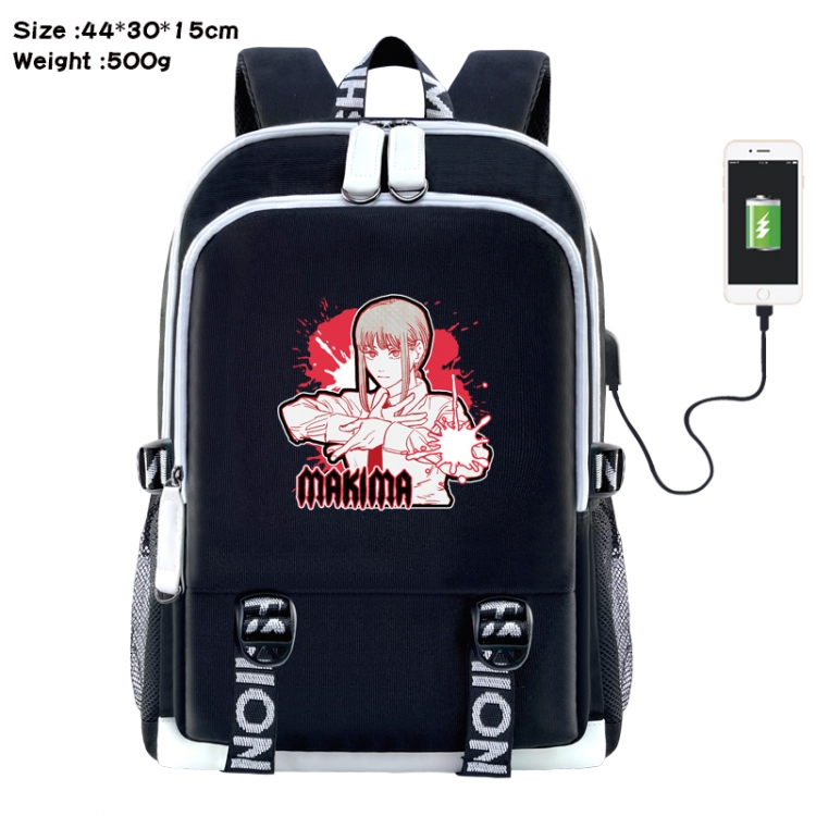 Chainsawman Anime Double Zipper Data Backpack 44X30X15CM