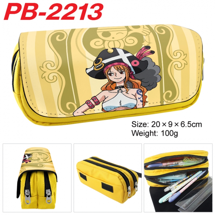 One Piece Anime double-layer pu leather printing pencil case 20x9x6.5cm  PB-2213