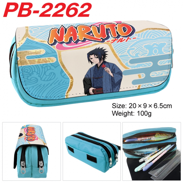 Naruto Anime double-layer pu leather printing pencil case 20x9x6.5cm  PB-2262