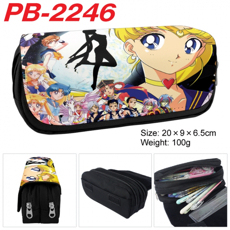 sailormoon Anime double-layer pu leather printing pencil case 20x9x6.5cm  PB-2246