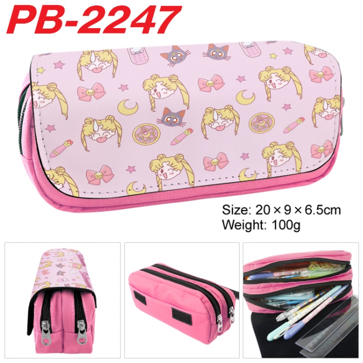 sailormoon Anime double-layer pu leather printing pencil case 20x9x6.5cm PB-2247