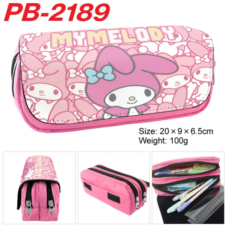 sanrio Anime double-layer pu leather printing pencil case 20x9x6.5cm  PB-2189