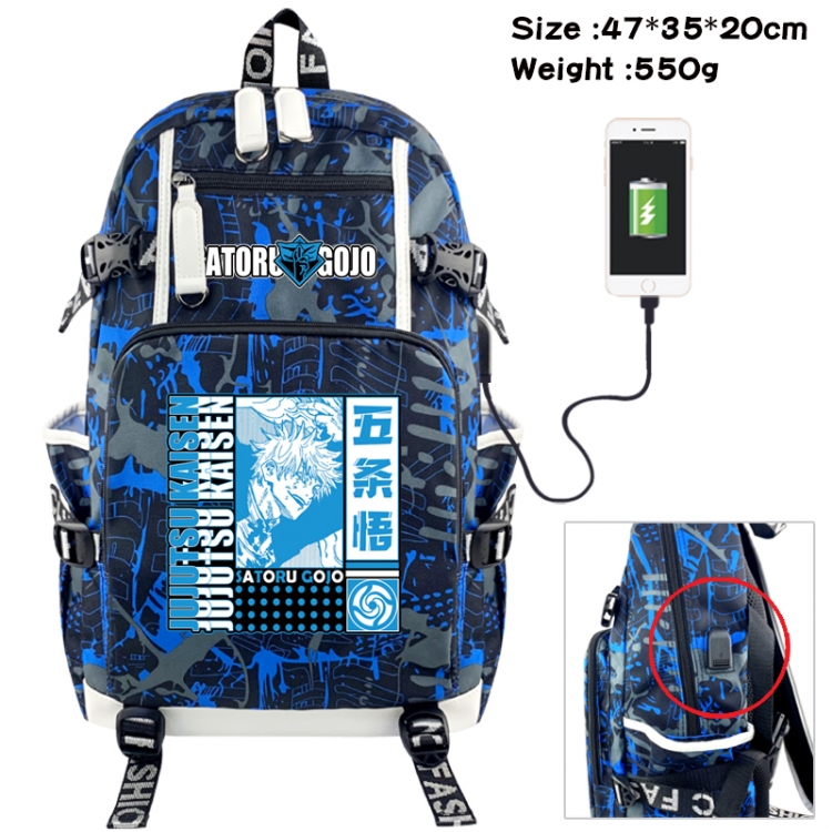 Jujutsu Kaisen Camouflage waterproof sail fabric flip backpack student bag 47X35X20CM 550G