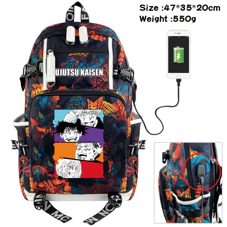 Jujutsu Kaisen Camouflage waterproof sail fabric flip backpack student bag 47X35X20CM 550G