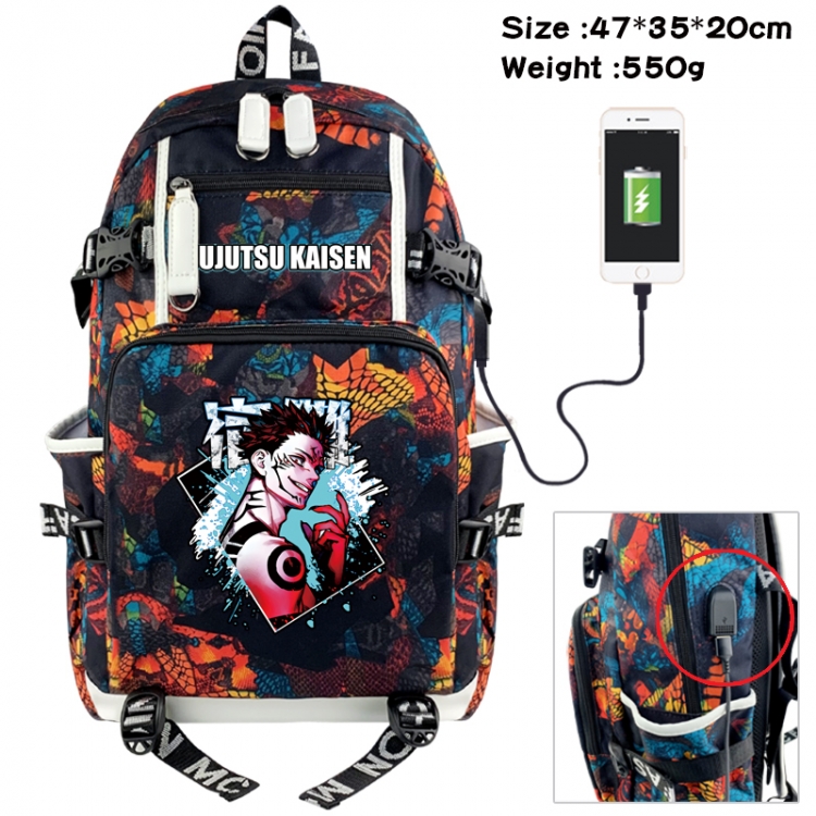 Jujutsu Kaisen Camouflage waterproof sail fabric flip backpack student bag 47X35X20CM 550G