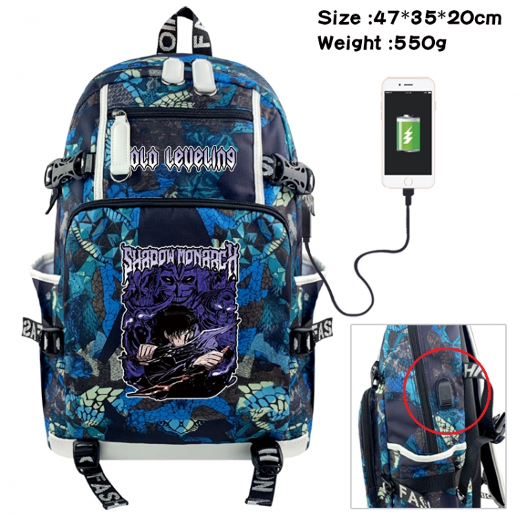 Solo Leveling:Arise Camouflage waterproof sail fabric flip backpack student bag 47X35X20CM 550G