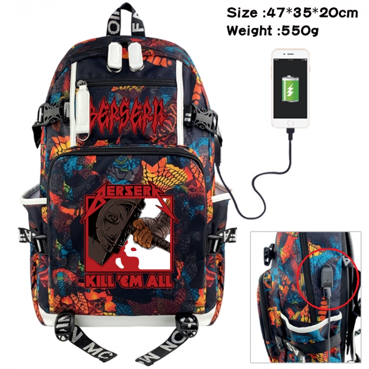 Berserk Camouflage waterproof sail fabric flip backpack student bag 47X35X20CM 550G