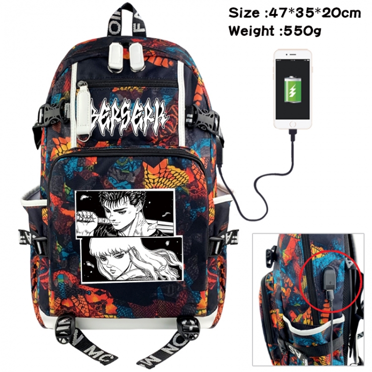 Berserk Camouflage waterproof sail fabric flip backpack student bag 47X35X20CM 550G