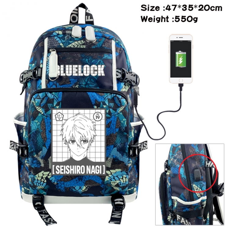 BLUE LOCK Camouflage waterproof sail fabric flip backpack student bag 47X35X20CM 550G