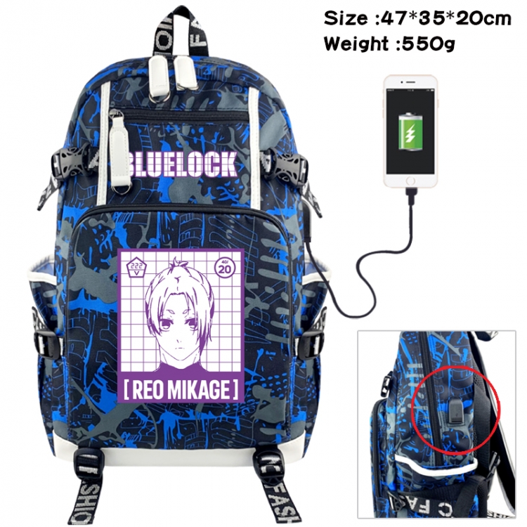 BLUE LOCK Camouflage waterproof sail fabric flip backpack student bag 47X35X20CM 550G