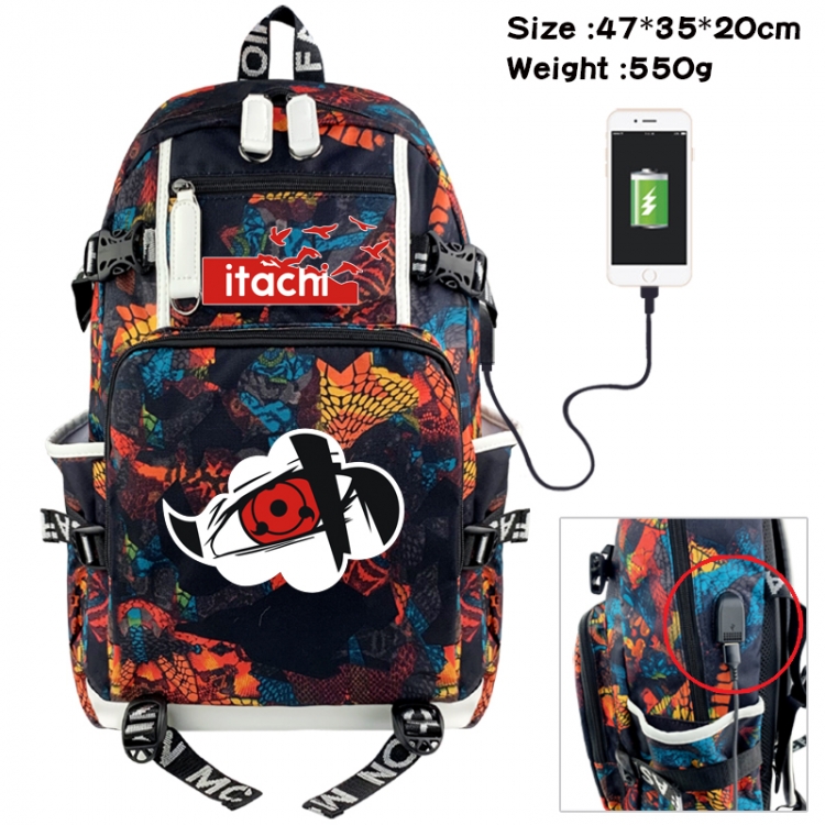 Naruto Camouflage waterproof sail fabric flip backpack student bag 47X35X20CM 550G