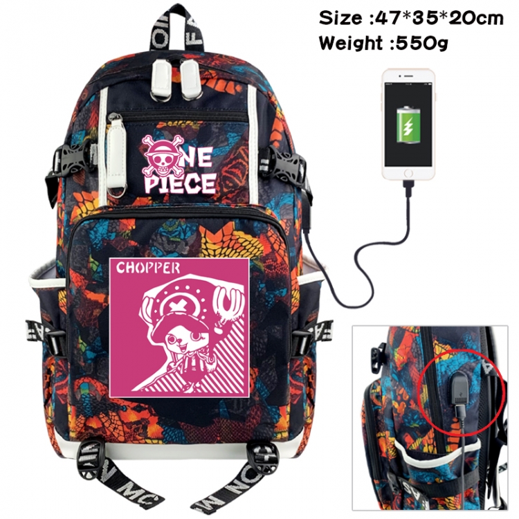 One Piece Camouflage waterproof sail fabric flip backpack student bag 47X35X20CM 550G