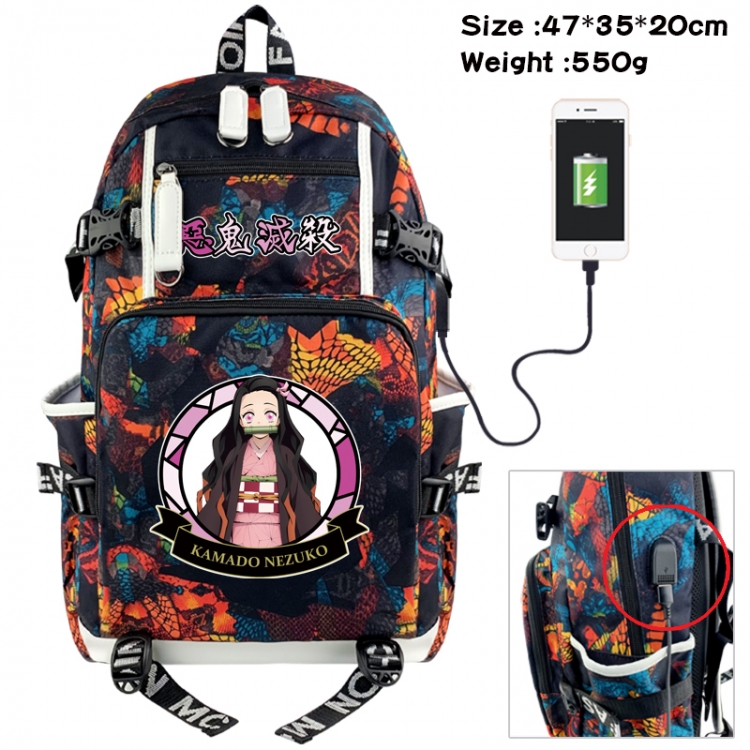 Demon Slayer Kimets Camouflage waterproof sail fabric flip backpack student bag 47X35X20CM 550G