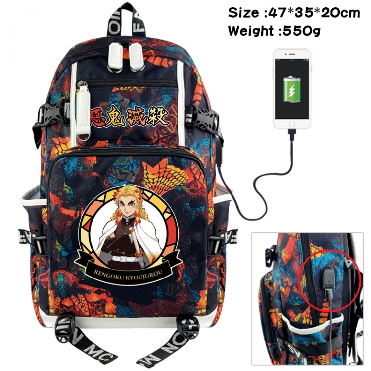 Demon Slayer Kimets Camouflage waterproof sail fabric flip backpack student bag 47X35X20CM 550G