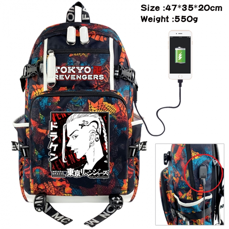 Tokyo Revengers Camouflage waterproof sail fabric flip backpack student bag 47X35X20CM 550G