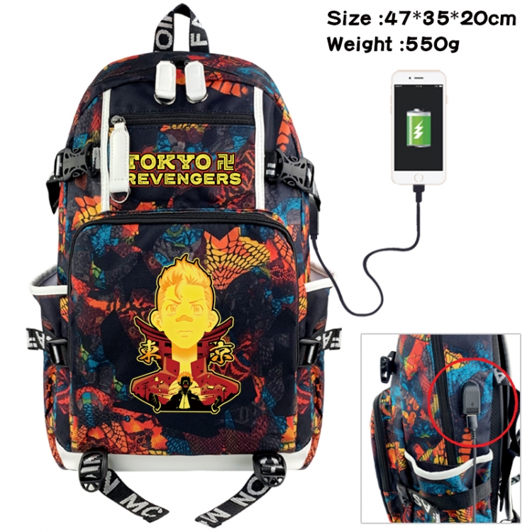 Tokyo Revengers Camouflage waterproof sail fabric flip backpack student bag 47X35X20CM 550G