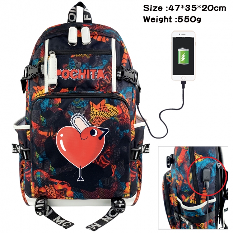 Chainsawman Camouflage waterproof sail fabric flip backpack student bag 47X35X20CM 550G