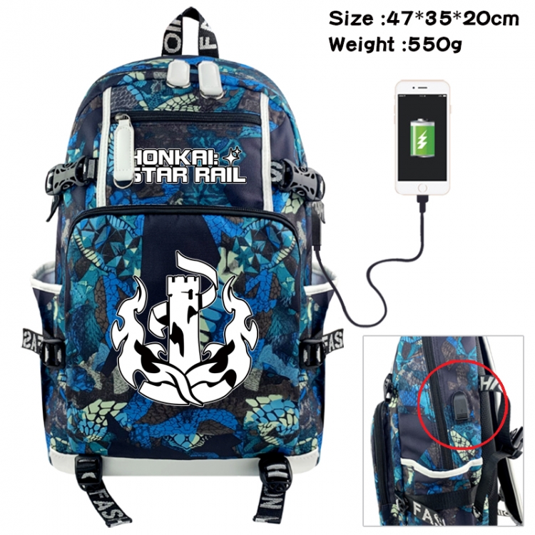Honkai: Star Rail Camouflage waterproof sail fabric flip backpack student bag 47X35X20CM 550G