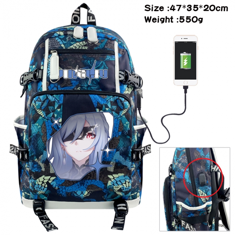 Honkai: Star Rail Camouflage waterproof sail fabric flip backpack student bag 47X35X20CM 550G