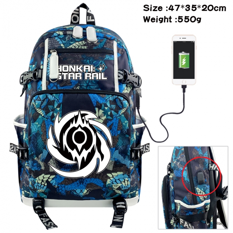 Honkai: Star Rail Camouflage waterproof sail fabric flip backpack student bag 47X35X20CM 550G