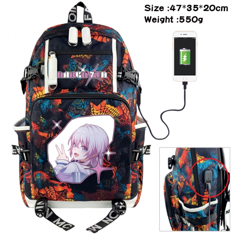 Honkai: Star Rail Camouflage waterproof sail fabric flip backpack student bag 47X35X20CM 550G