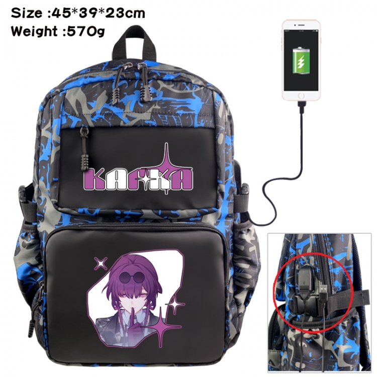 Honkai: Star Rail Anime waterproof nylon camouflage backpack School Bag 45X39X23CM