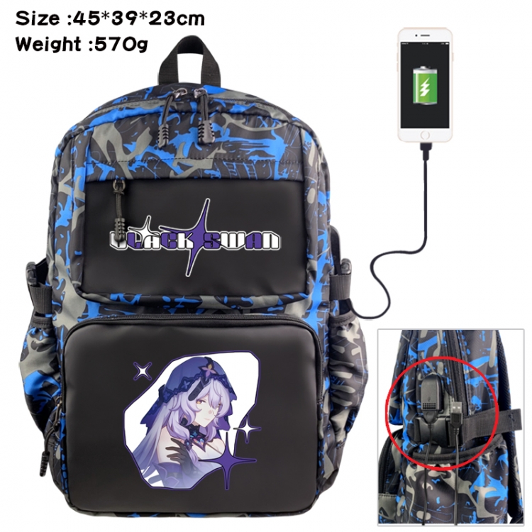 Honkai: Star Rail Anime waterproof nylon camouflage backpack School Bag 45X39X23CM