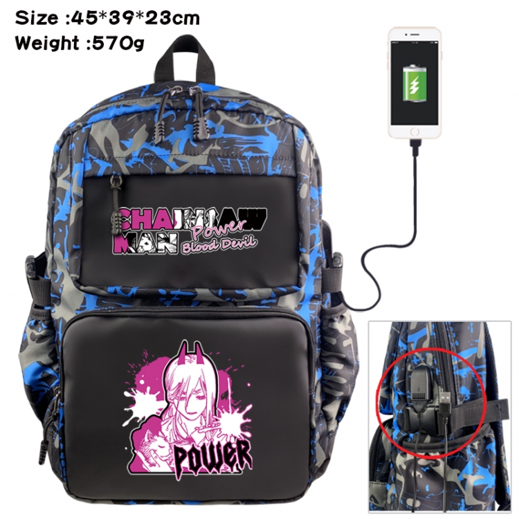 Chainsawman Anime waterproof nylon camouflage backpack School Bag 45X39X23CM