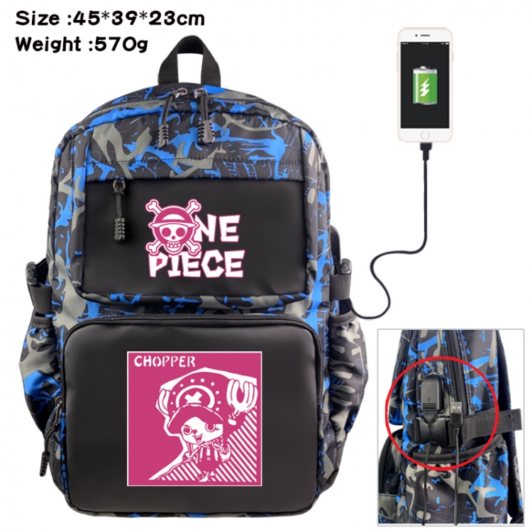 One Piece Anime waterproof nylon camouflage backpack School Bag 45X39X23CM