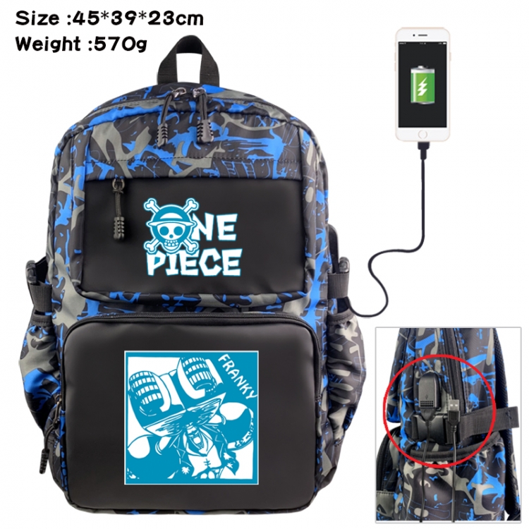 One Piece Anime waterproof nylon camouflage backpack School Bag 45X39X23CM