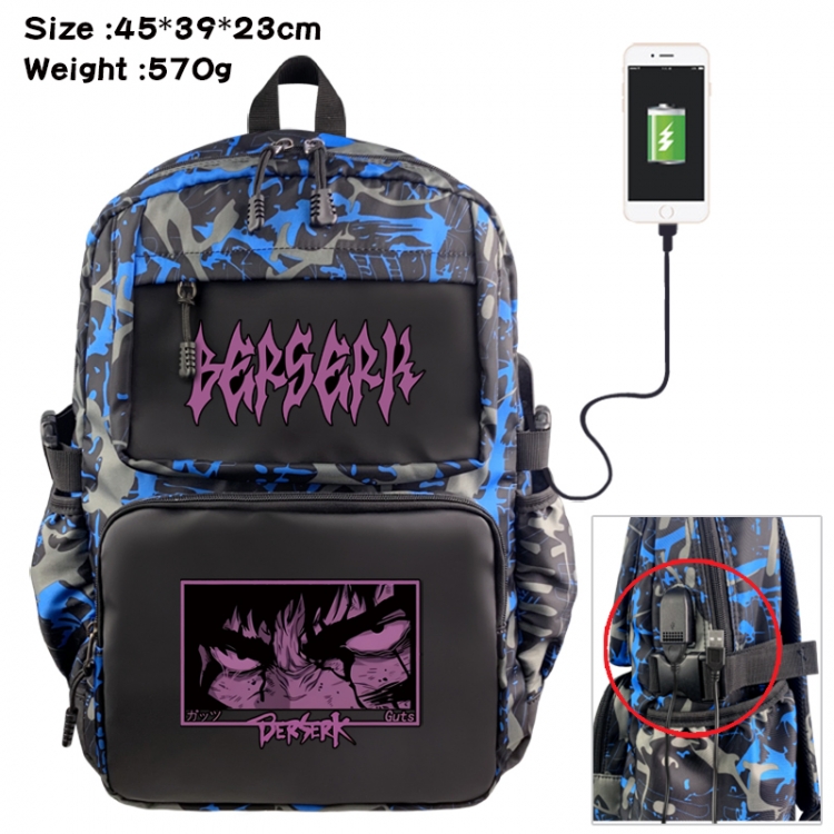 Berserk Anime waterproof nylon camouflage backpack School Bag 45X39X23CM