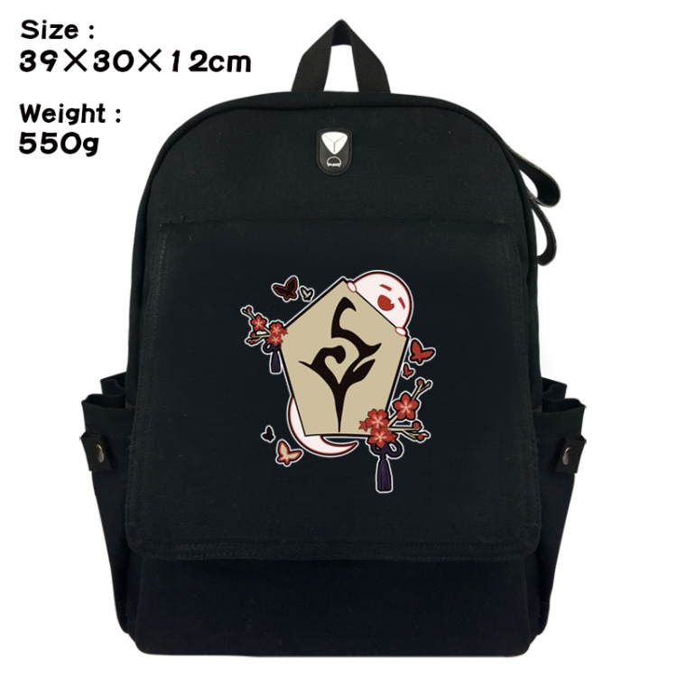 Genshin Impact Canvas Flip Backpack Student Schoolbag Headphone Hole 39X30X12CM 