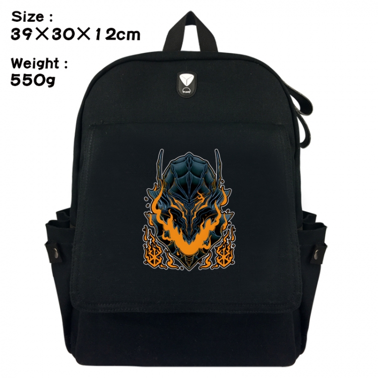 Berserk Canvas Flip Backpack Student Schoolbag Headphone Hole 39X30X12CM 