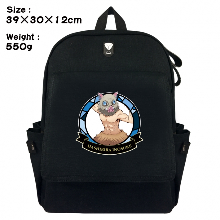 Demon Slayer Kimets Canvas Flip Backpack Student Schoolbag Headphone Hole 39X30X12CM 