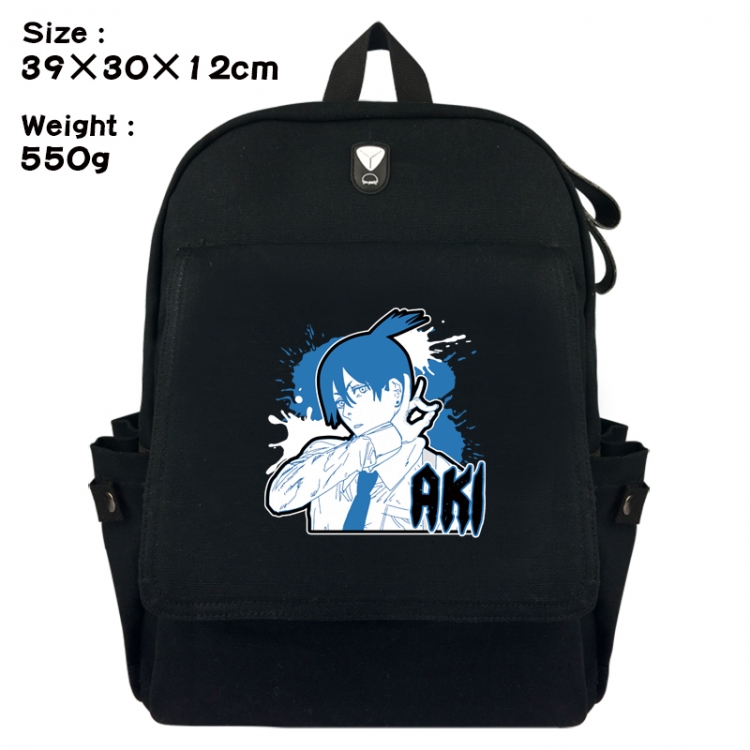 Chainsawman Canvas Flip Backpack Student Schoolbag Headphone Hole 39X30X12CM 
