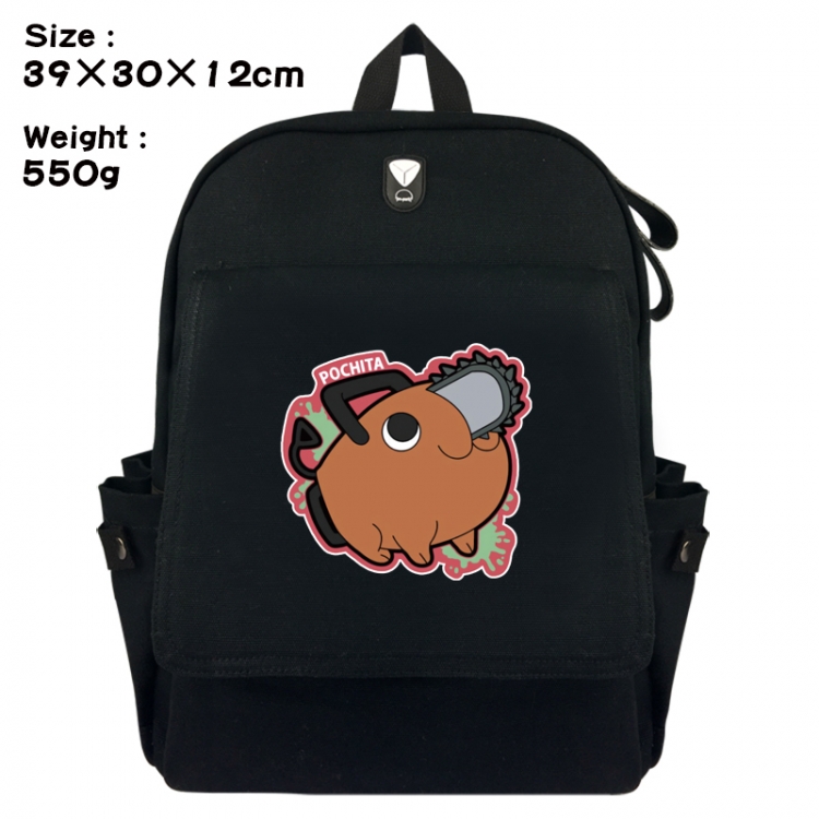 Chainsawman Canvas Flip Backpack Student Schoolbag Headphone Hole 39X30X12CM 