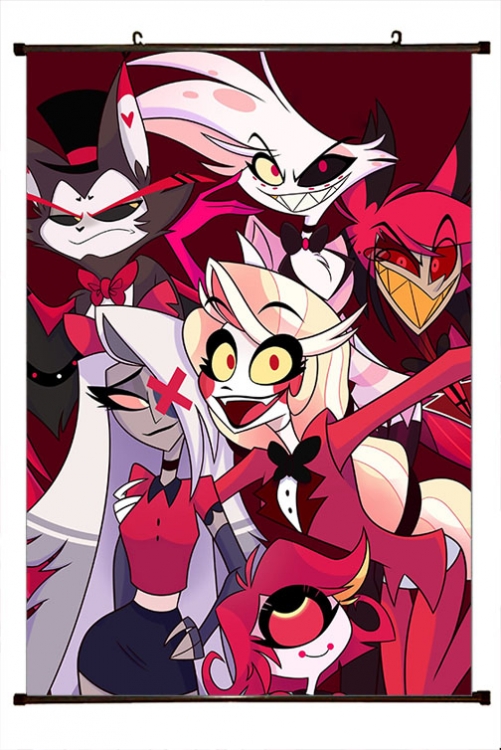 Hazbin Hotel Anime black Plastic rod Cloth painting Wall Scroll 60X90CM 