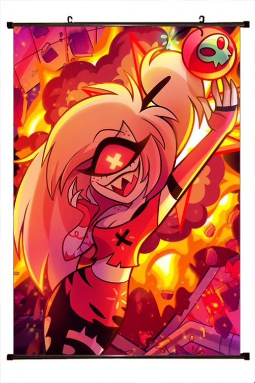Hazbin Hotel Anime black Plastic rod Cloth painting Wall Scroll 60X90CM 
