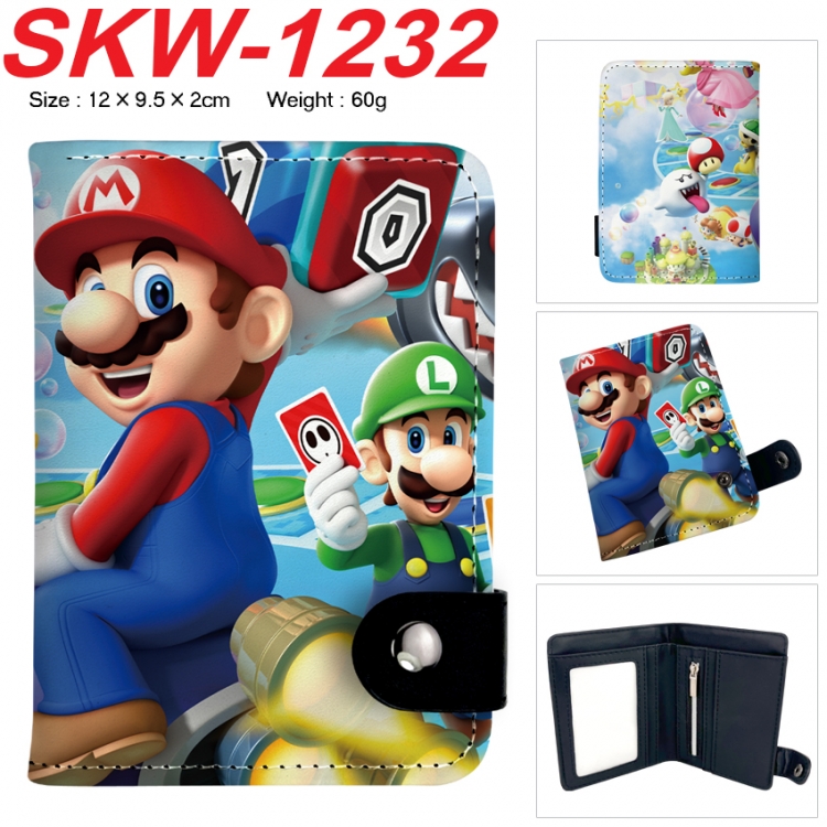 Super Mario Anime vertical button folding wallet 12X9.5X2CM 60g SKW-1232