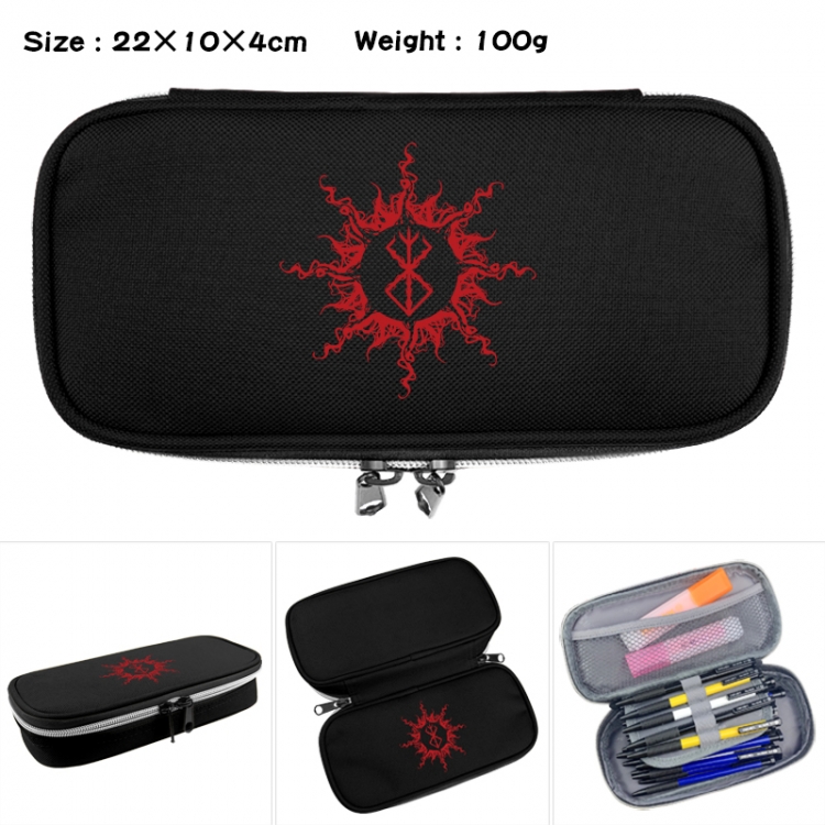 Berserk Anime Waterproof canvas zipper clamshell pencil case pencil case 22x10x4cm