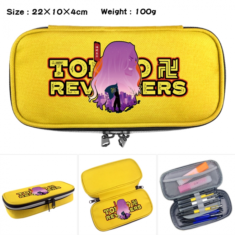 Tokyo Revengers Anime Waterproof canvas zipper clamshell pencil case pencil case 22x10x4cm