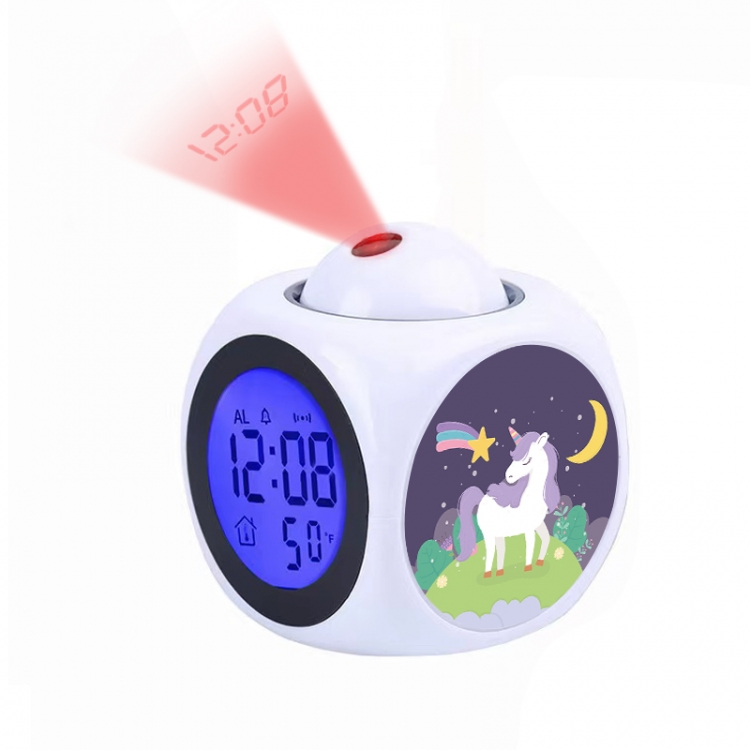 Unicorn Anime projection alarm clock electronic clock 8x8x10cm