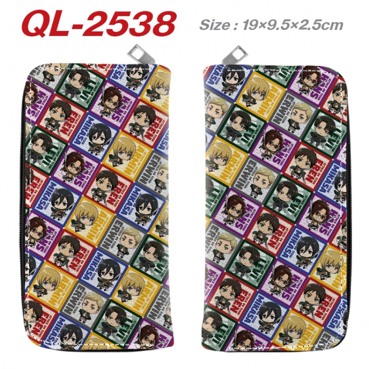 Shingeki no Kyojin Anime peripheral PU leather full-color long zippered wallet 19.5x9.5x2.5cm