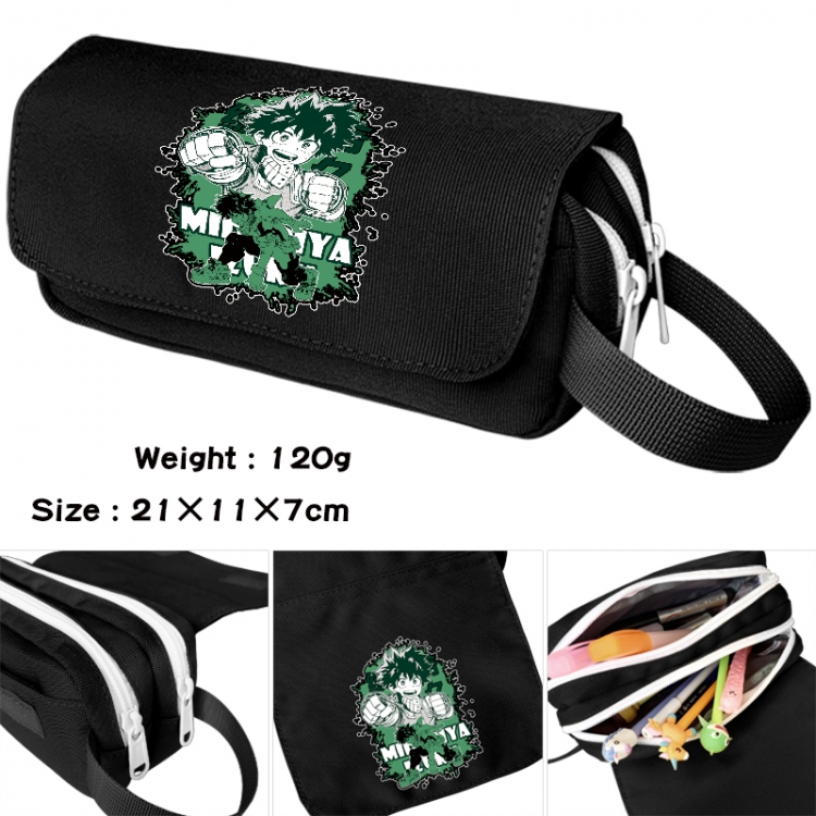  My Hero Academia Anime waterproof canvas portable double-layer pencil bag cosmetic bag 21x11x7cm